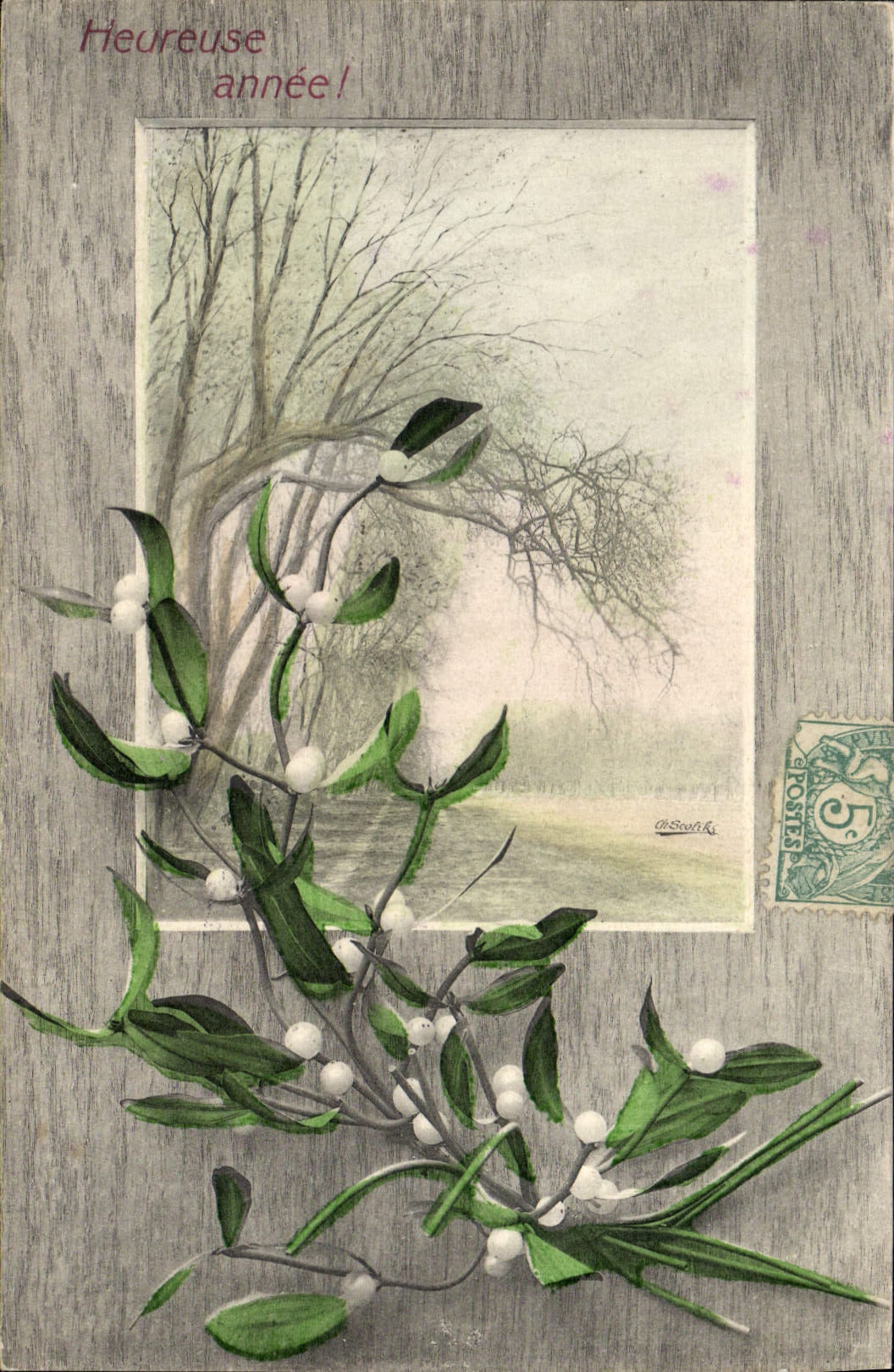 Flores de la fantasía de la POSTAL de la VENDIMIA