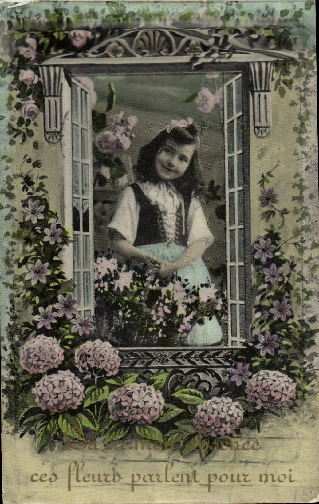 VINTAGE POSTCARD Fantasy Flowers Child