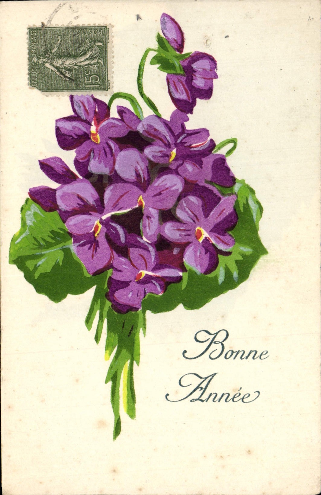 Flores de la fantasía de la POSTAL de la VENDIMIA
