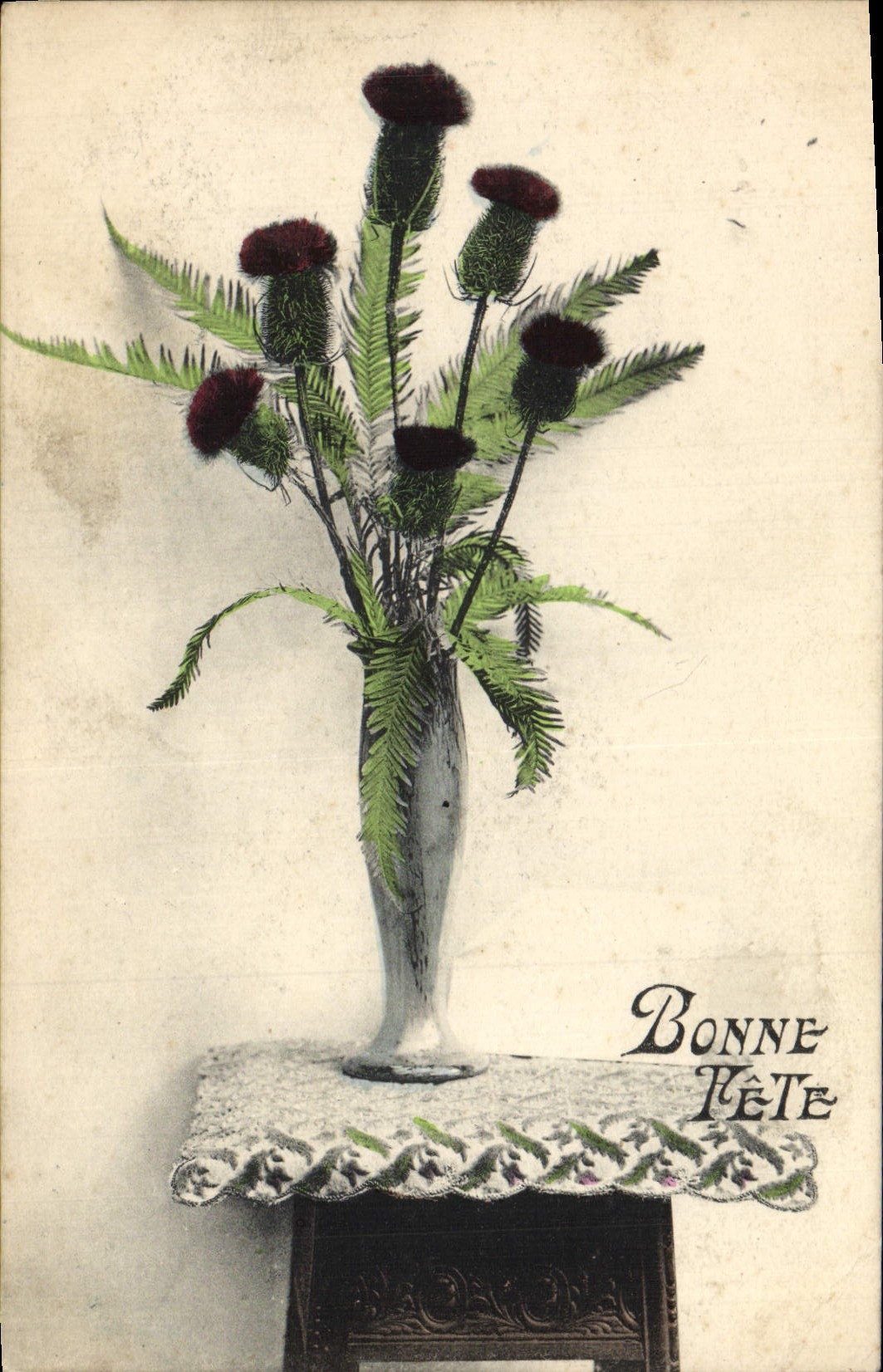 Flores de la fantasía de la POSTAL de la VENDIMIA