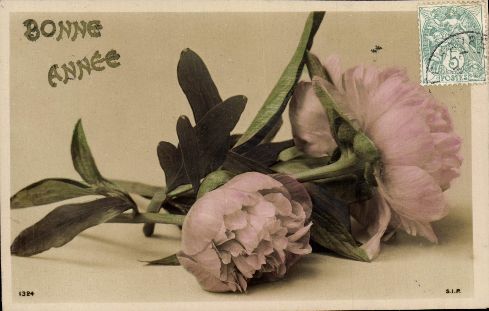 Flores de la fantasía de la POSTAL de la VENDIMIA