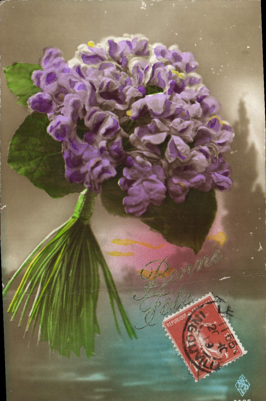 Flores de la fantasía de la POSTAL de la VENDIMIA