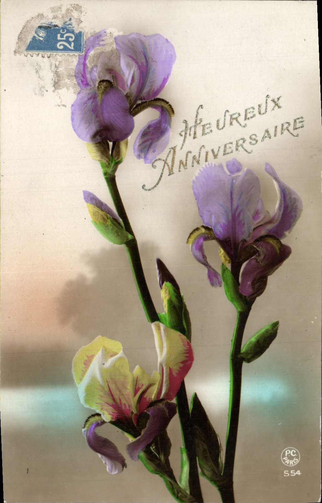 Flores de la fantasía de la POSTAL de la VENDIMIA