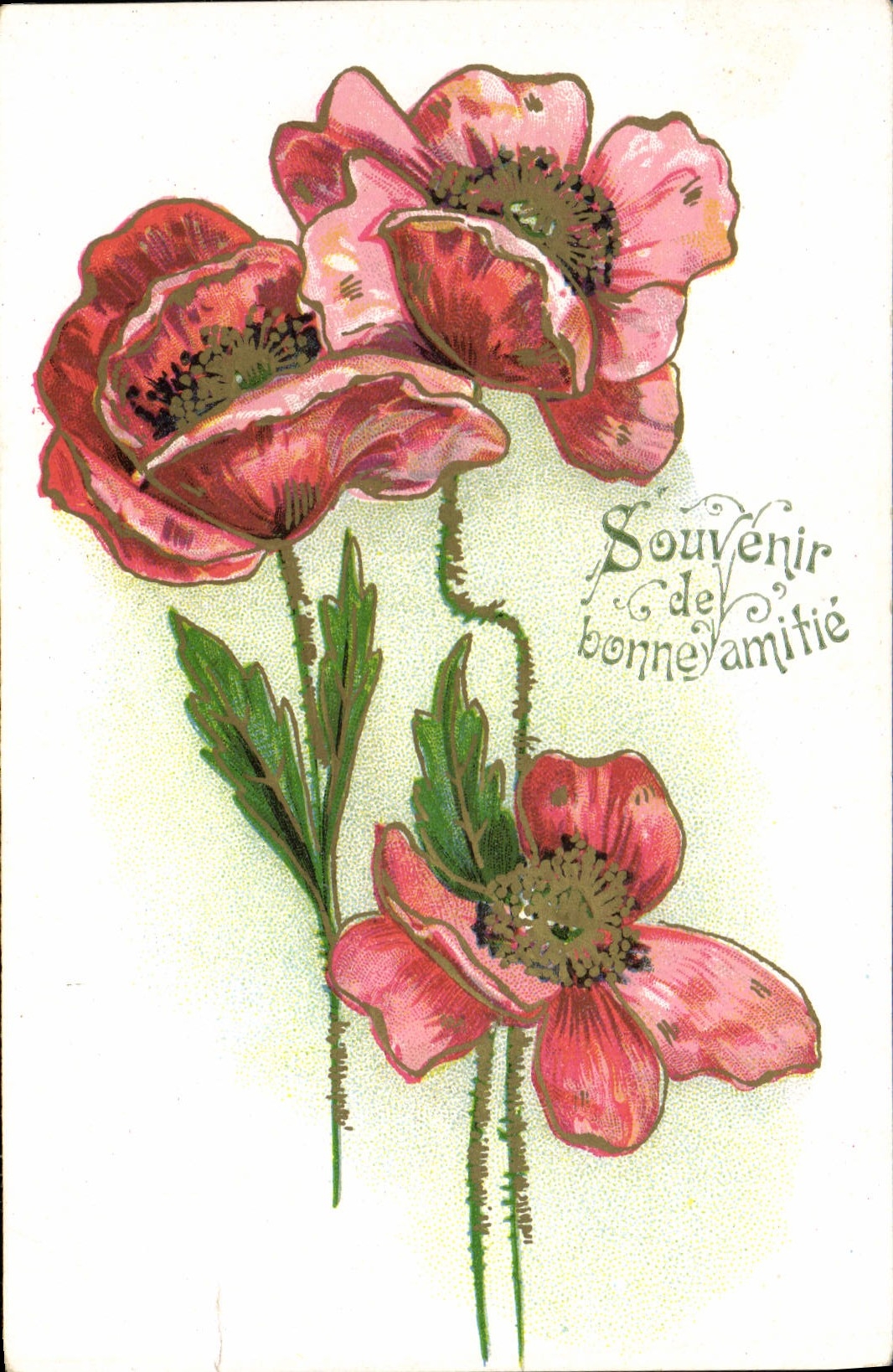 Flores de la fantasía de la POSTAL de la VENDIMIA