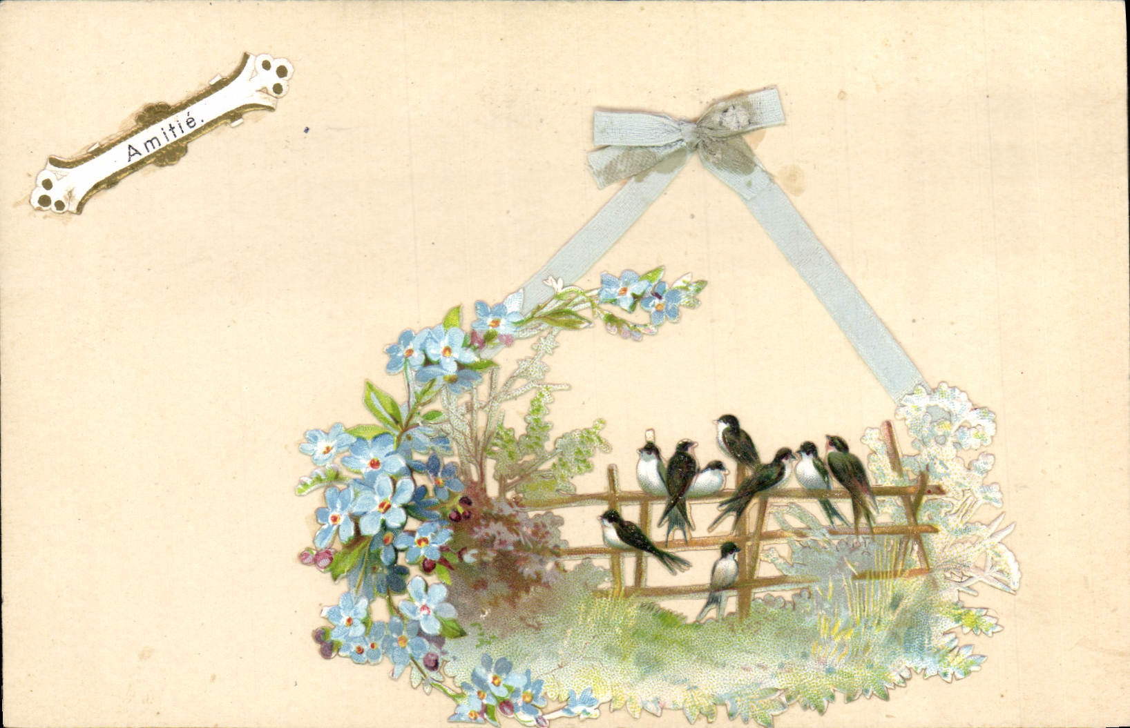 Tragos de las flores de la fantasía de la POSTAL de la VENDIMIA