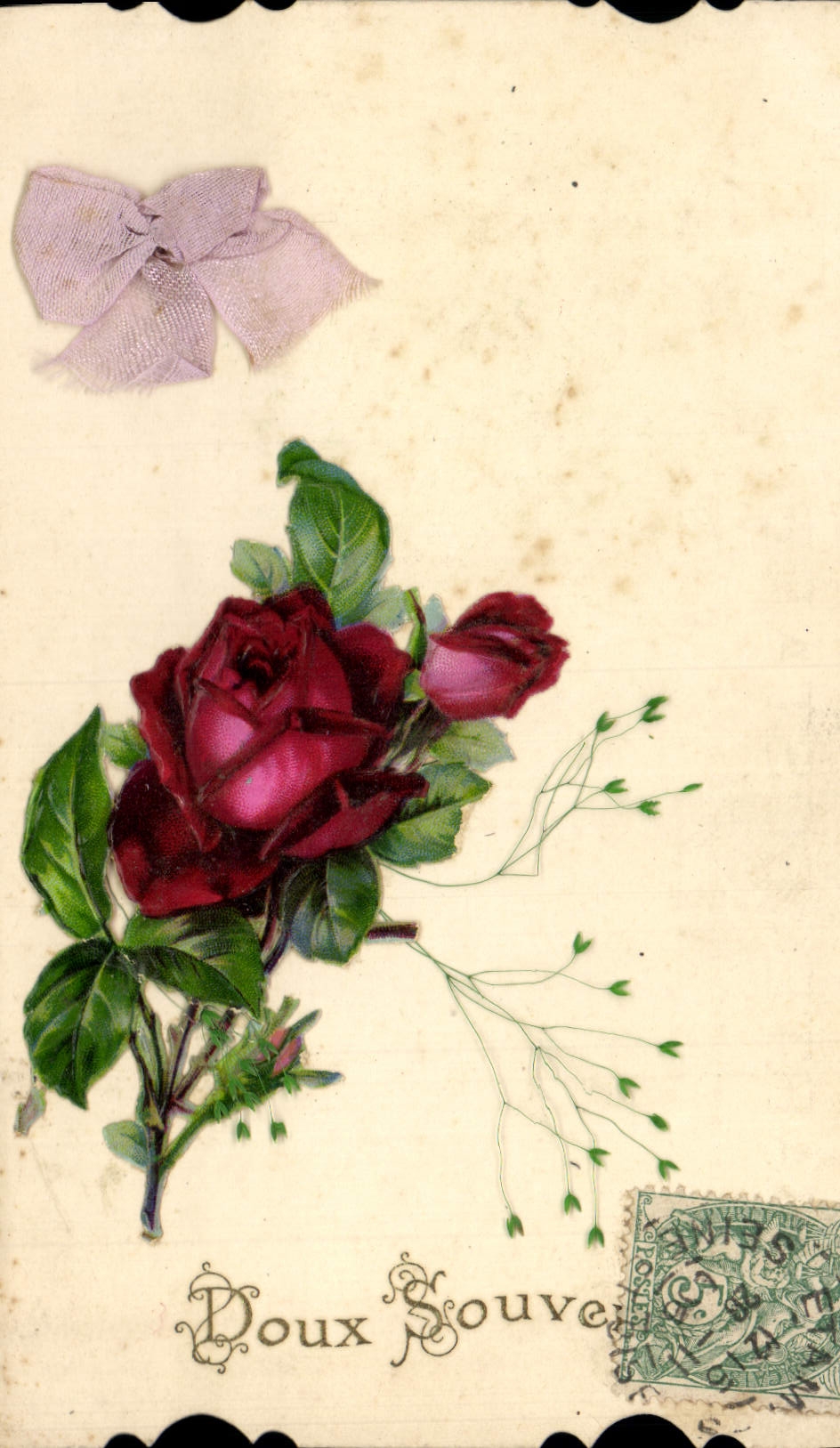 Flores de la fantasía de la POSTAL de la VENDIMIA