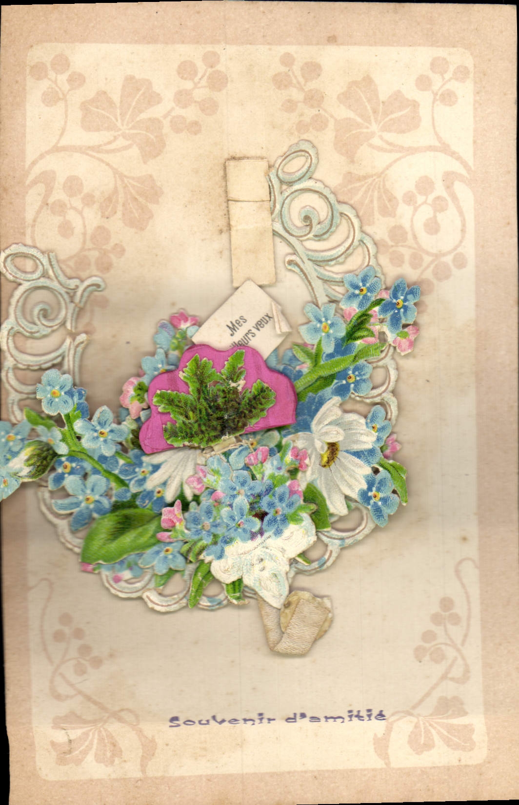 Flores de la fantasía de la POSTAL de la VENDIMIA