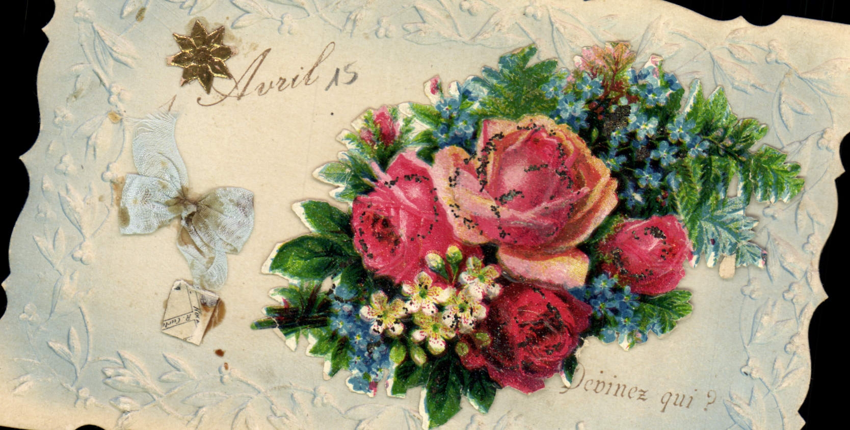 Flores de la fantasía de la POSTAL de la VENDIMIA