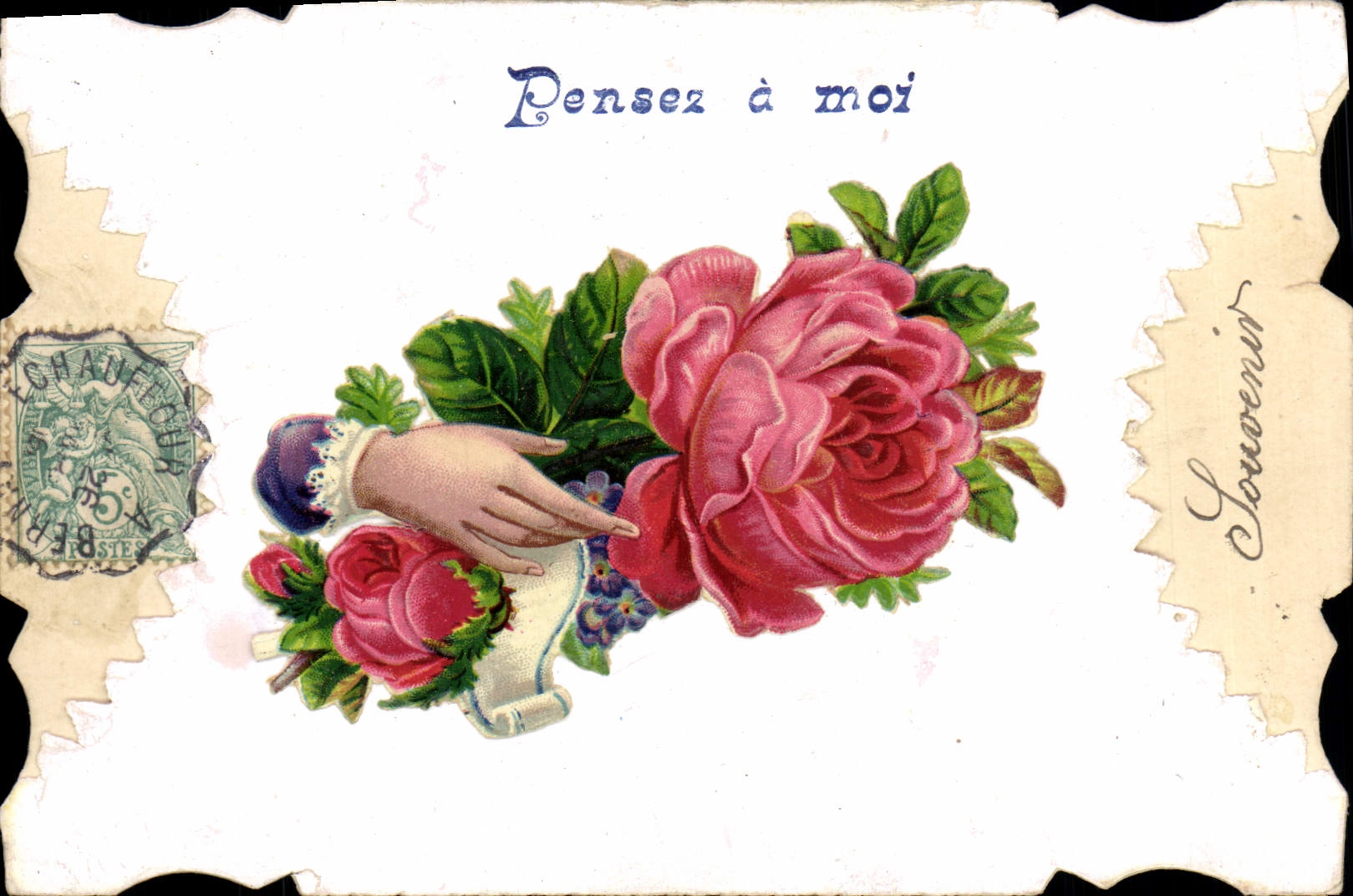 Flores de la fantasía de la POSTAL de la VENDIMIA