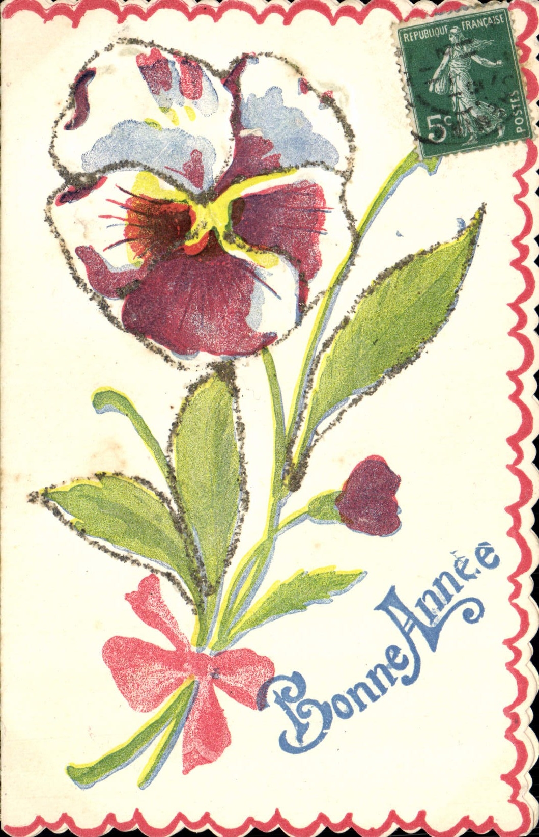 Flores de la fantasía de la POSTAL de la VENDIMIA