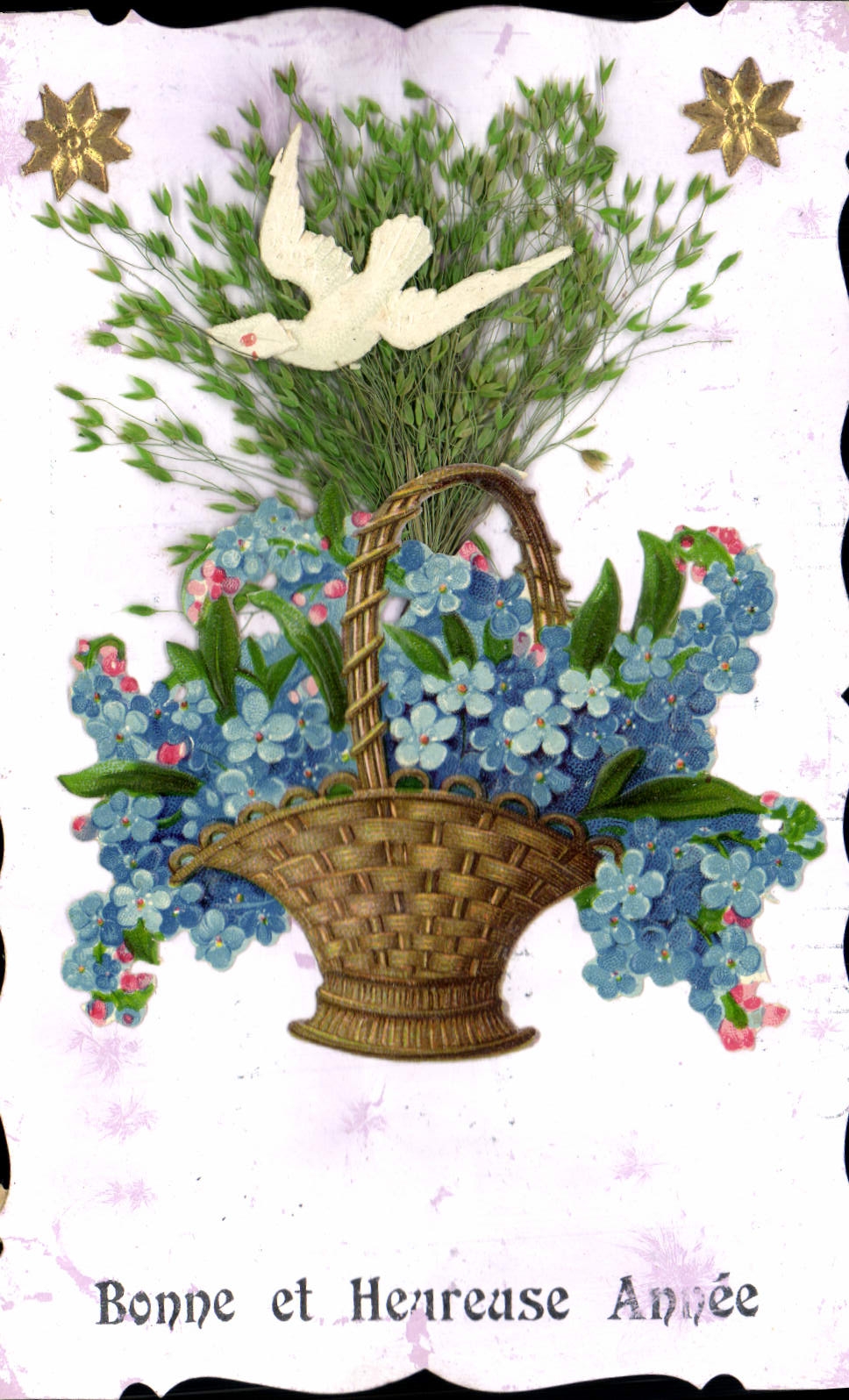 Paloma de las flores de la fantasía de la POSTAL de la VENDIMIA