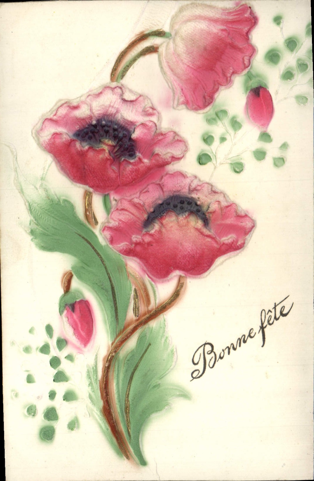Flores de la fantasía de la POSTAL de la VENDIMIA