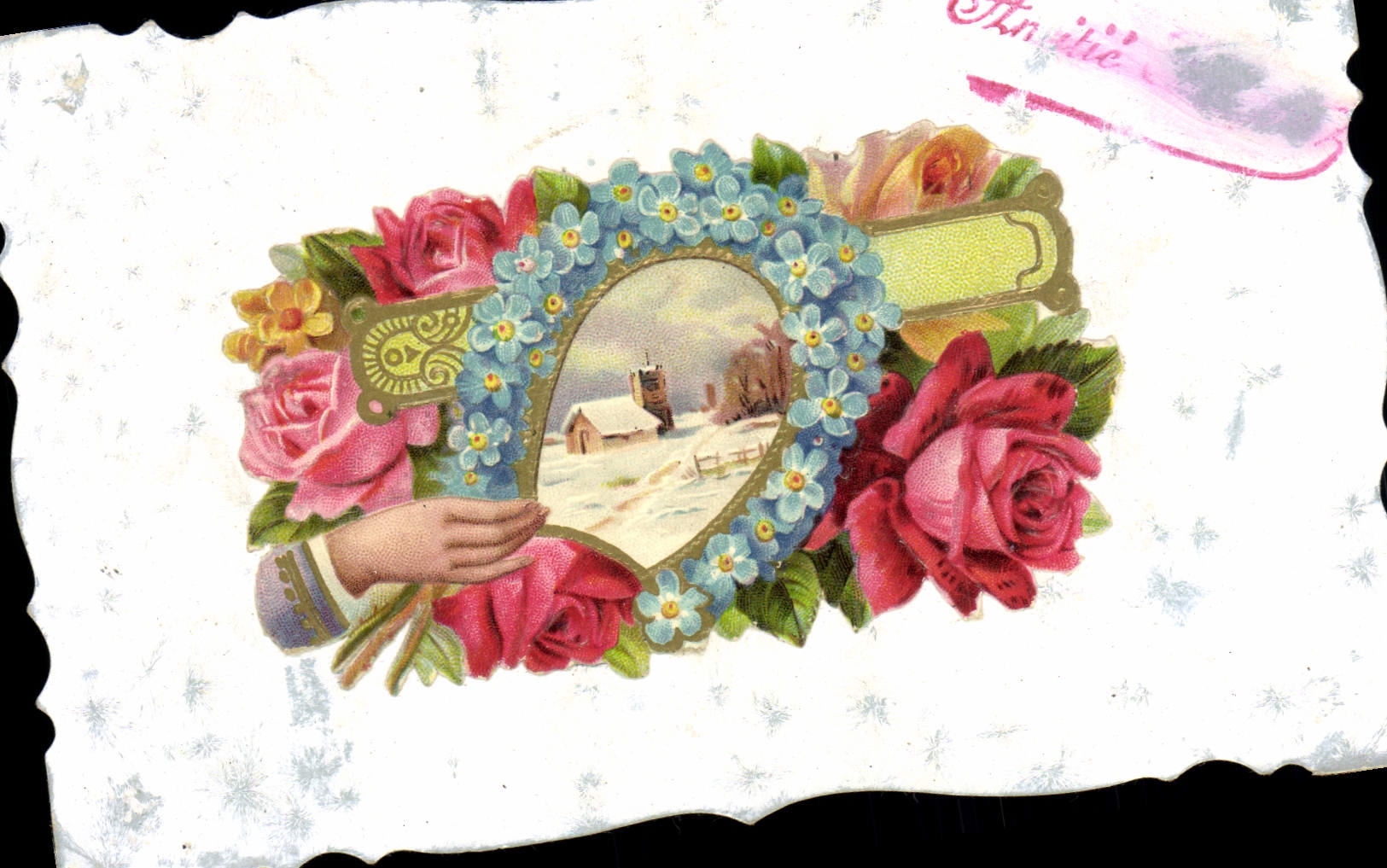 Flores de la fantasía de la POSTAL de la VENDIMIA