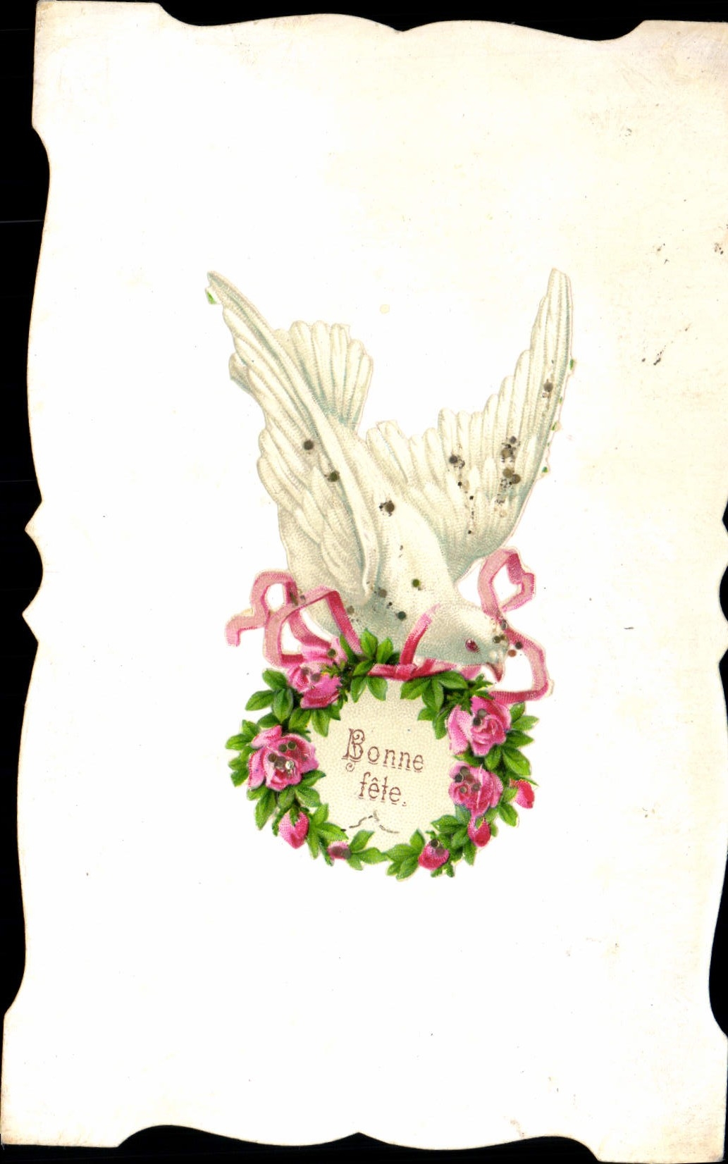 Paloma de las flores de la fantasía de la POSTAL de la VENDIMIA