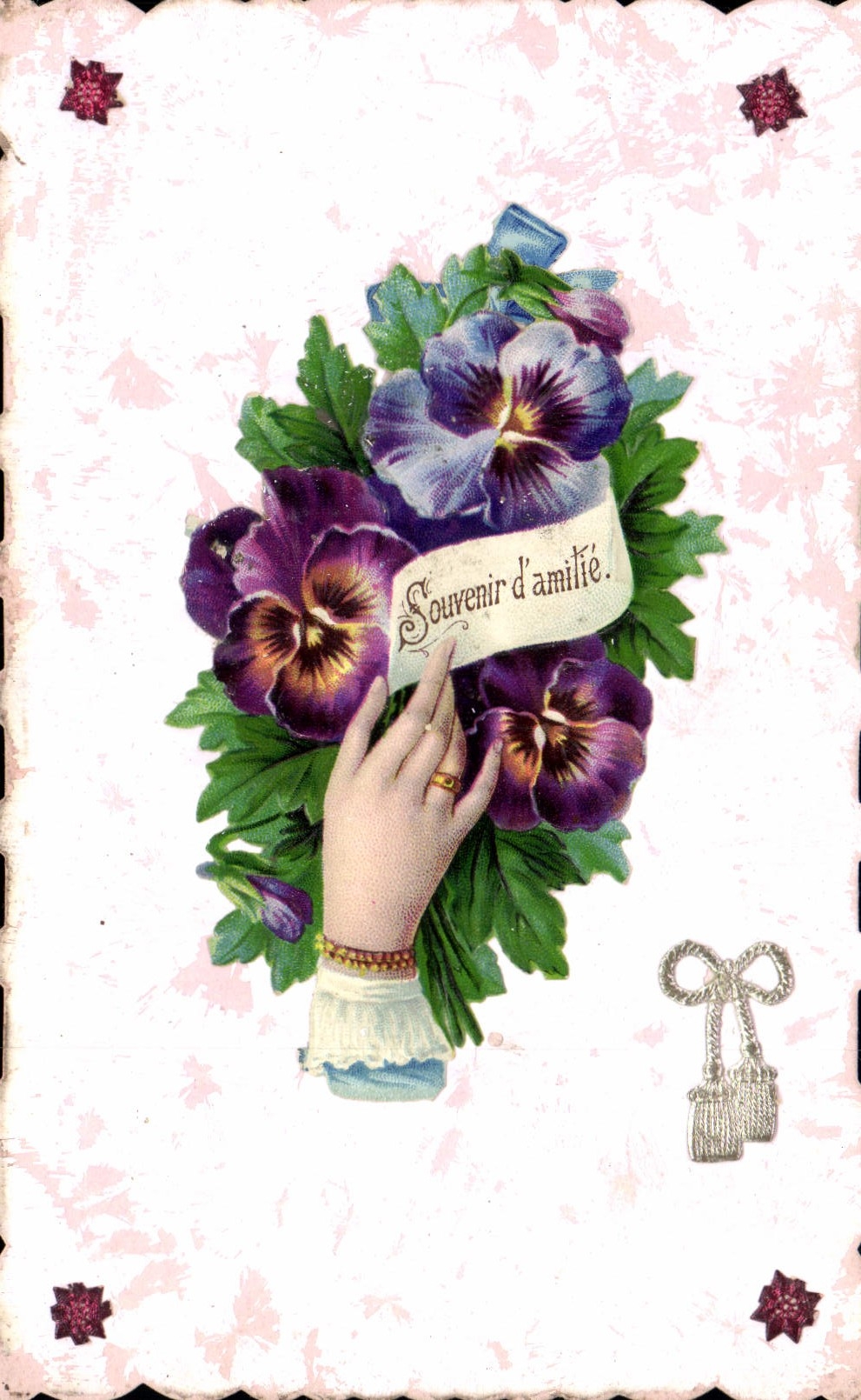 La fantasía de la POSTAL de la VENDIMIA florece la mano