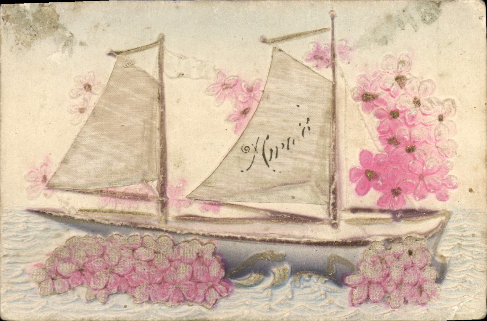 La fantasía de la POSTAL de la VENDIMIA florece el barco