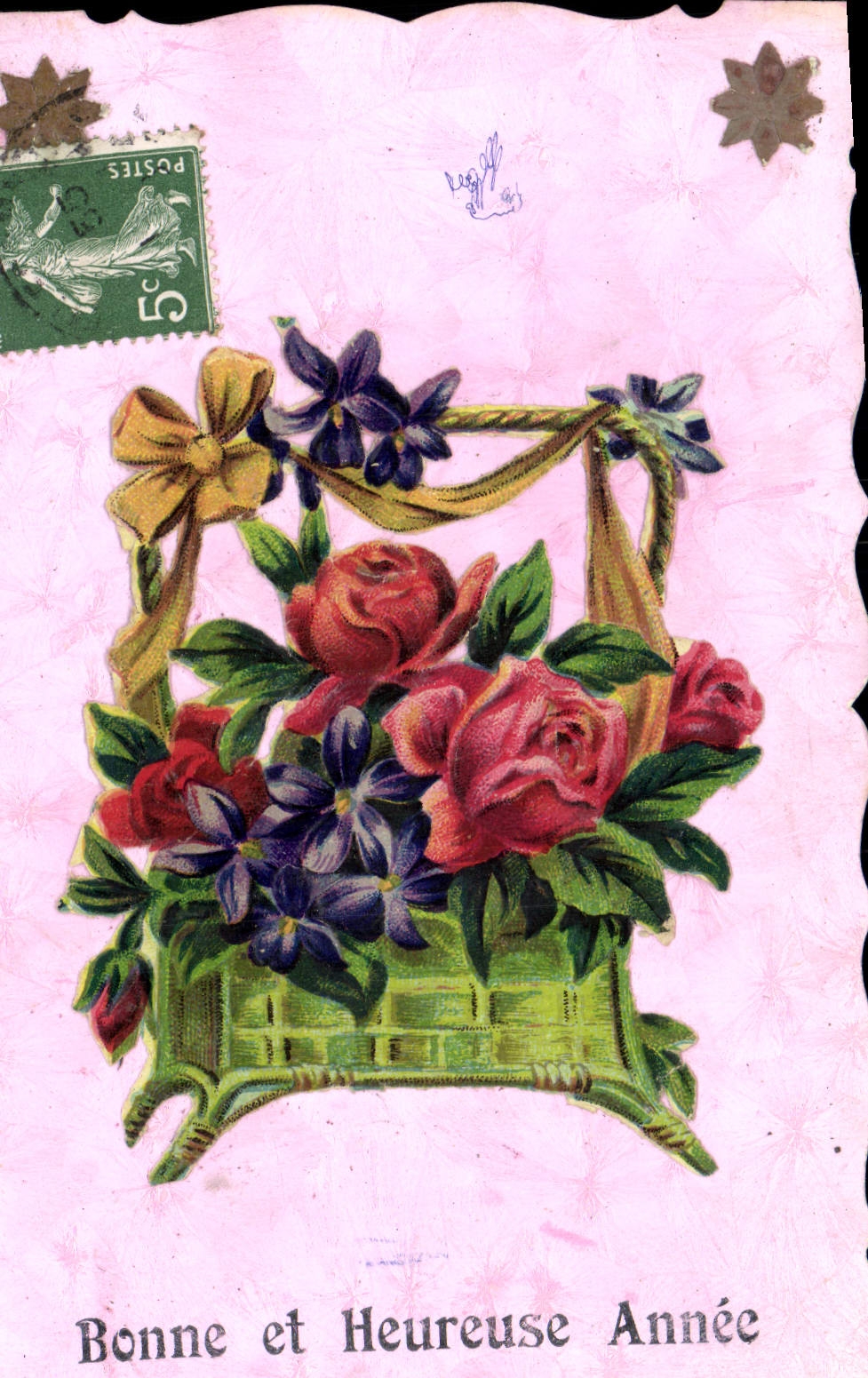 Flores de la fantasía de la POSTAL de la VENDIMIA