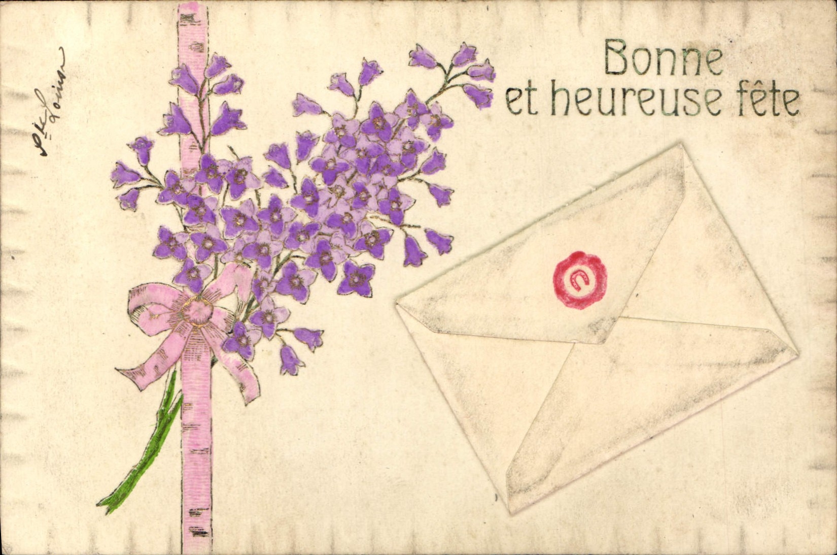 Flores de la fantasía de la POSTAL de la VENDIMIA