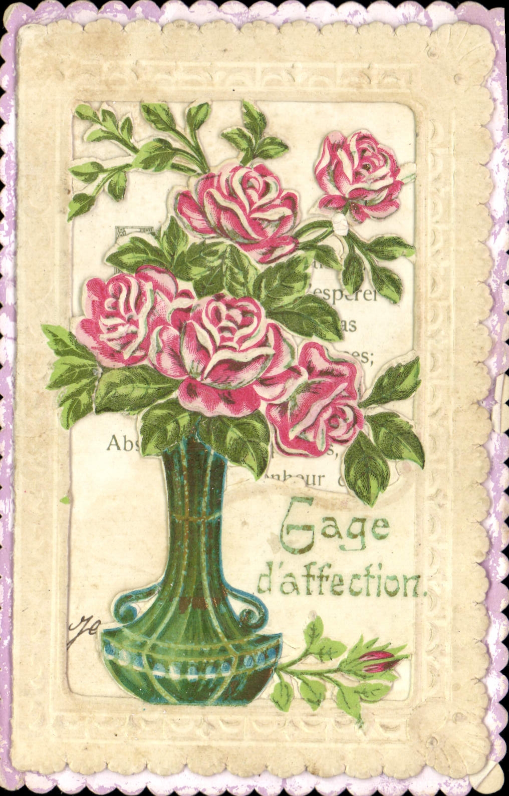 Flores de la fantasía de la POSTAL de la VENDIMIA