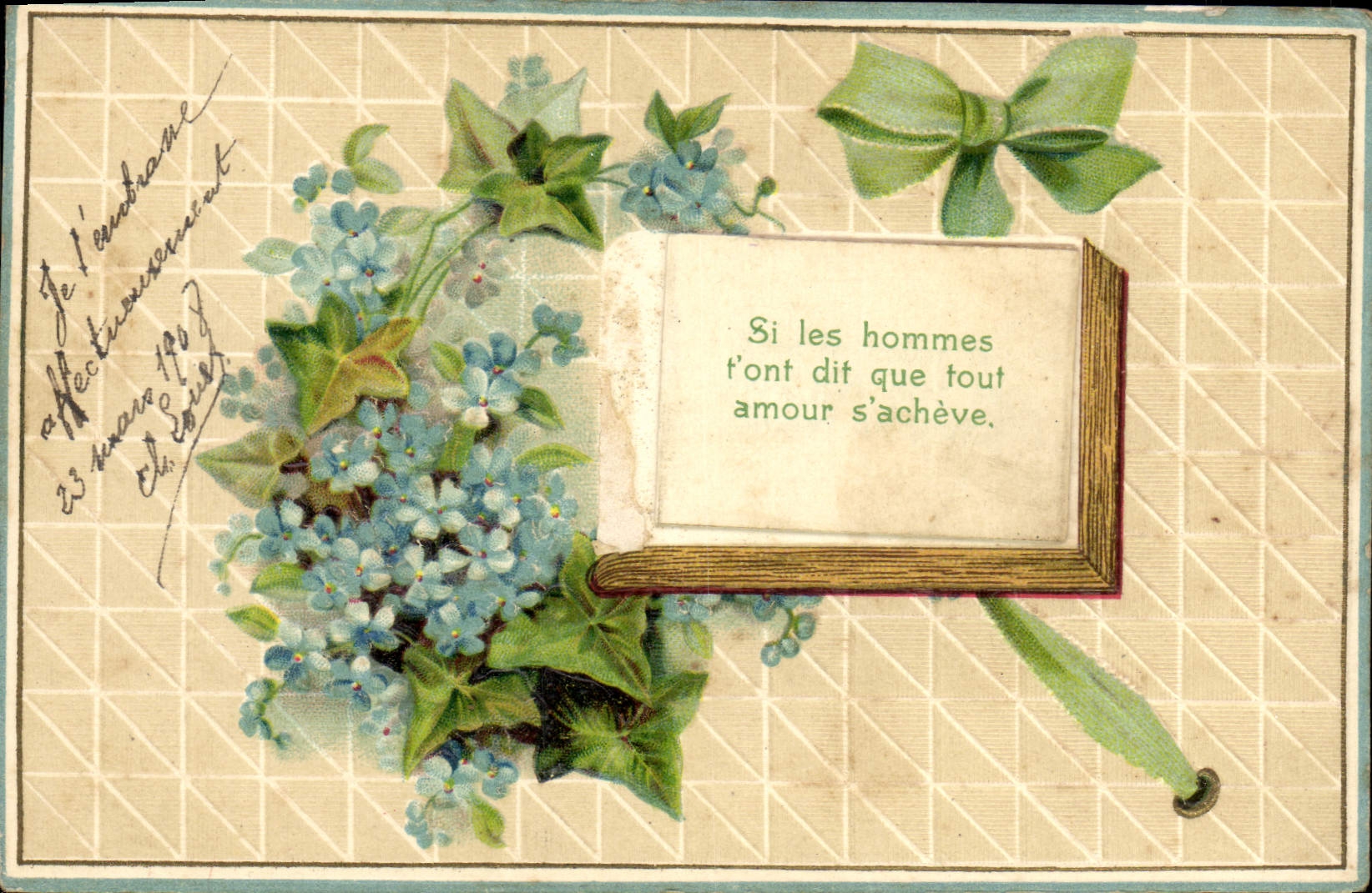 Flores de la fantasía de la POSTAL de la VENDIMIA