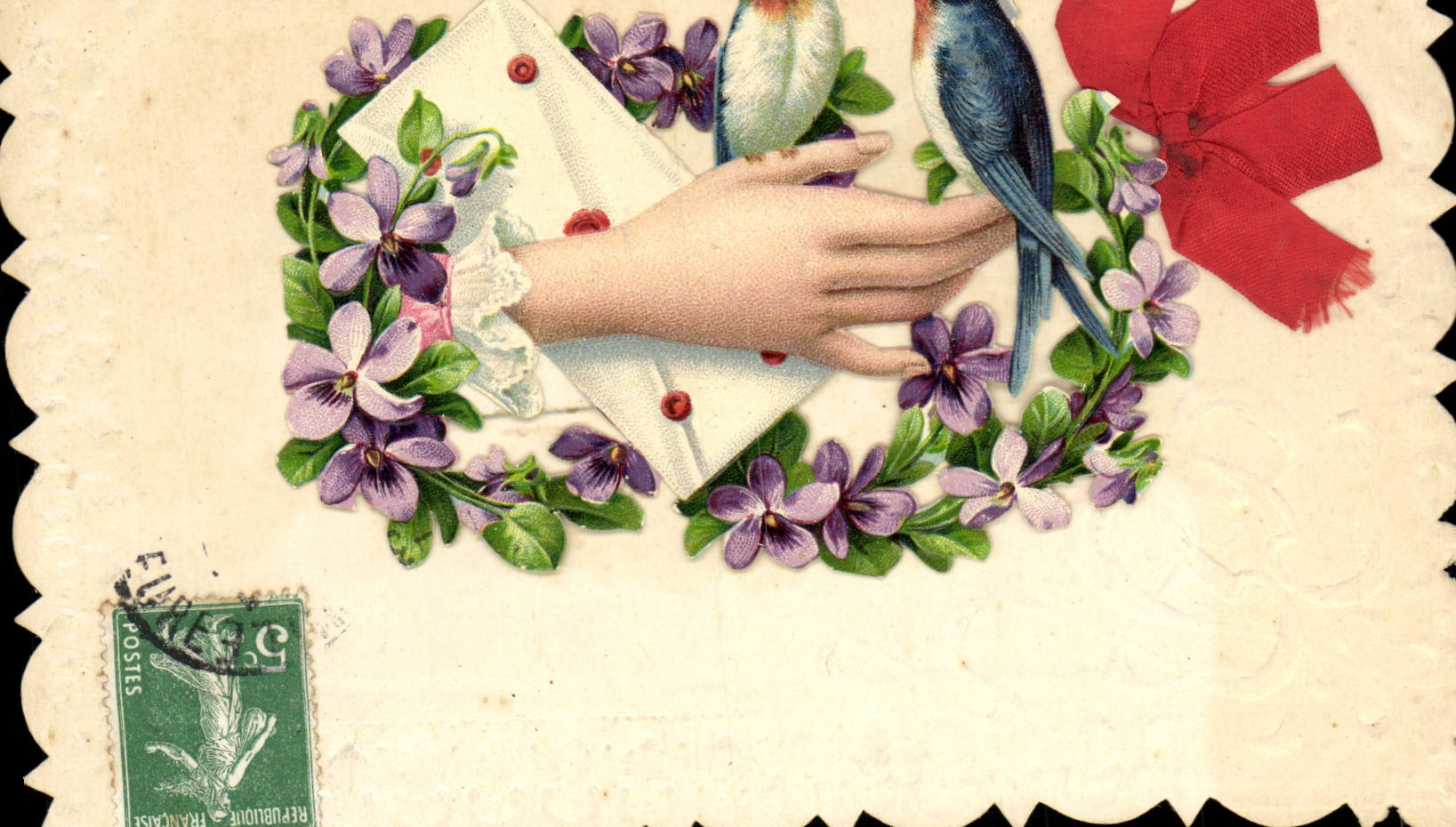 Tragos de las flores de la fantasía de la POSTAL de la VENDIMIA