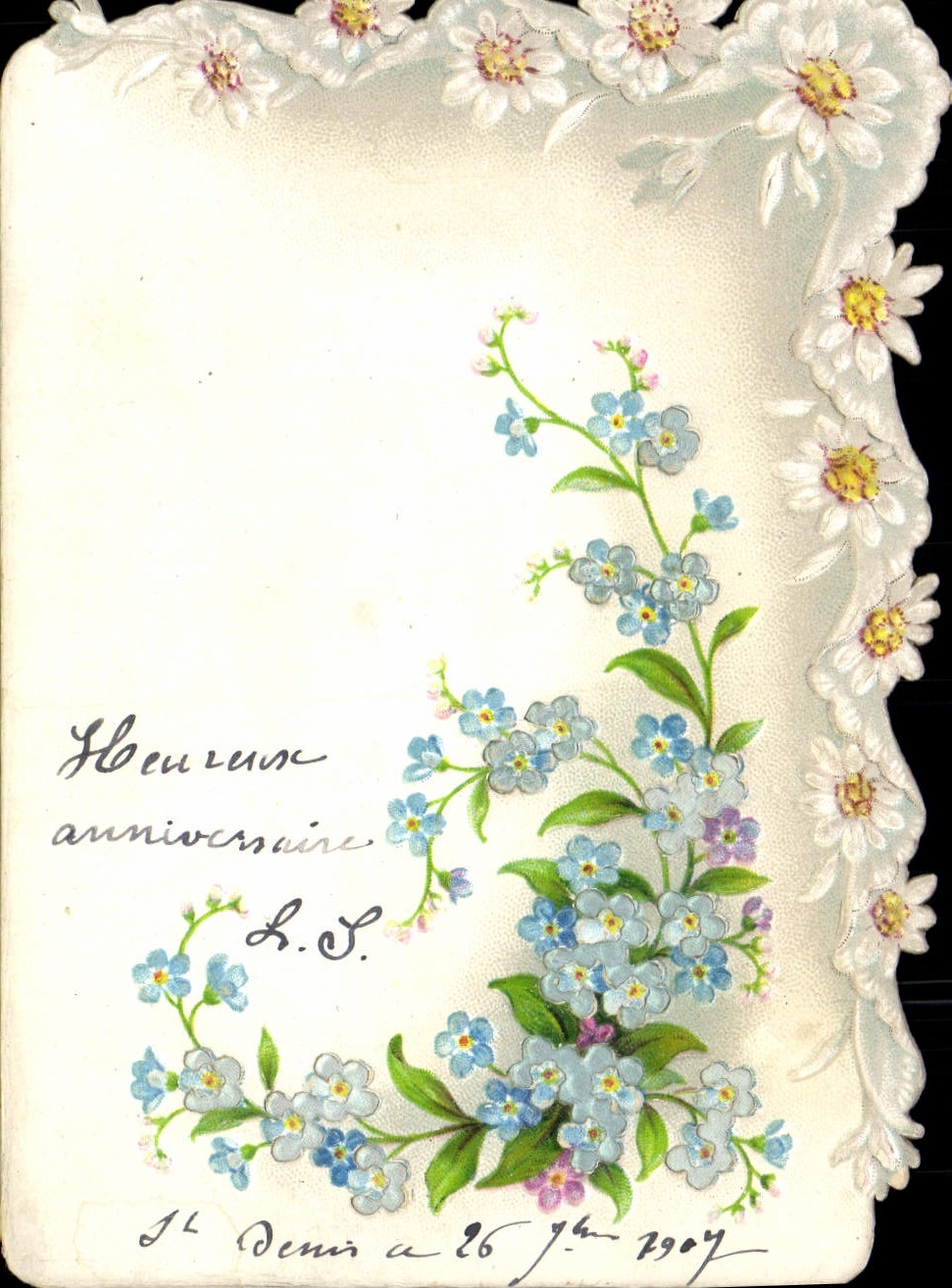 Flores de la fantasía de la POSTAL de la VENDIMIA