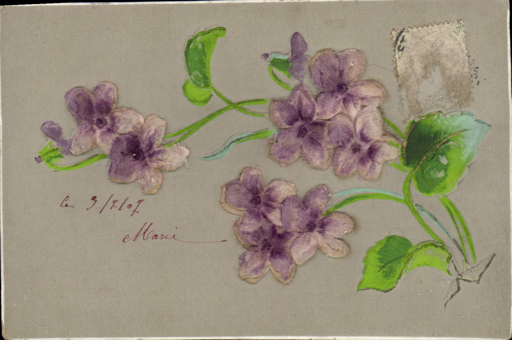 Flores de la fantasía de la POSTAL de la VENDIMIA