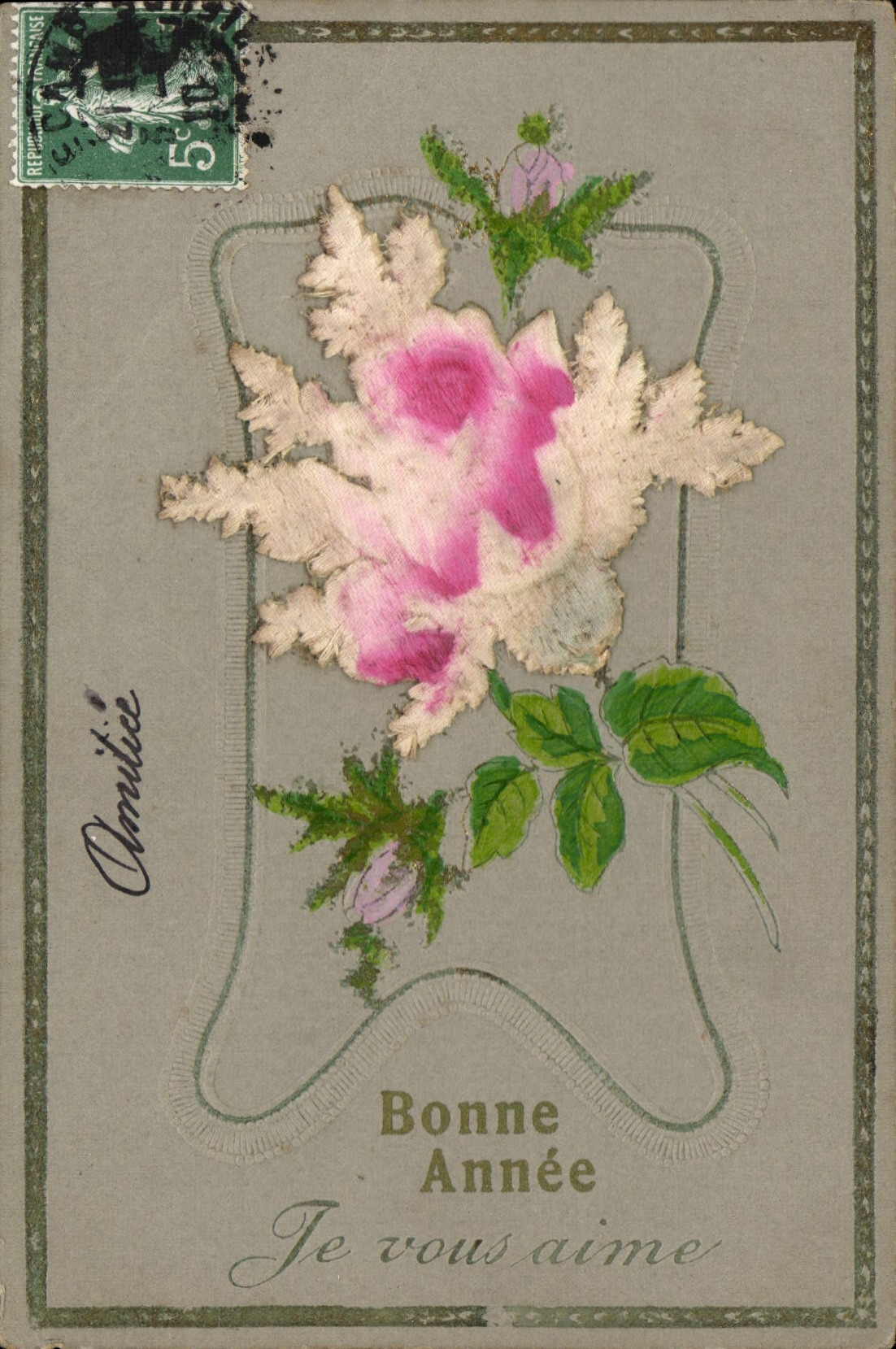 Flores de la fantasía de la POSTAL de la VENDIMIA