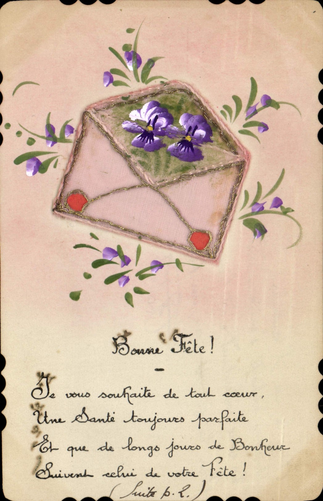 Flores de la fantasía de la POSTAL de la VENDIMIA