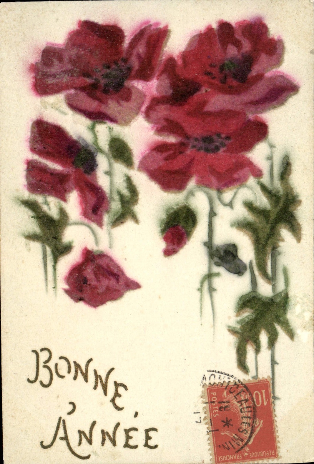 Flores de la fantasía de la POSTAL de la VENDIMIA