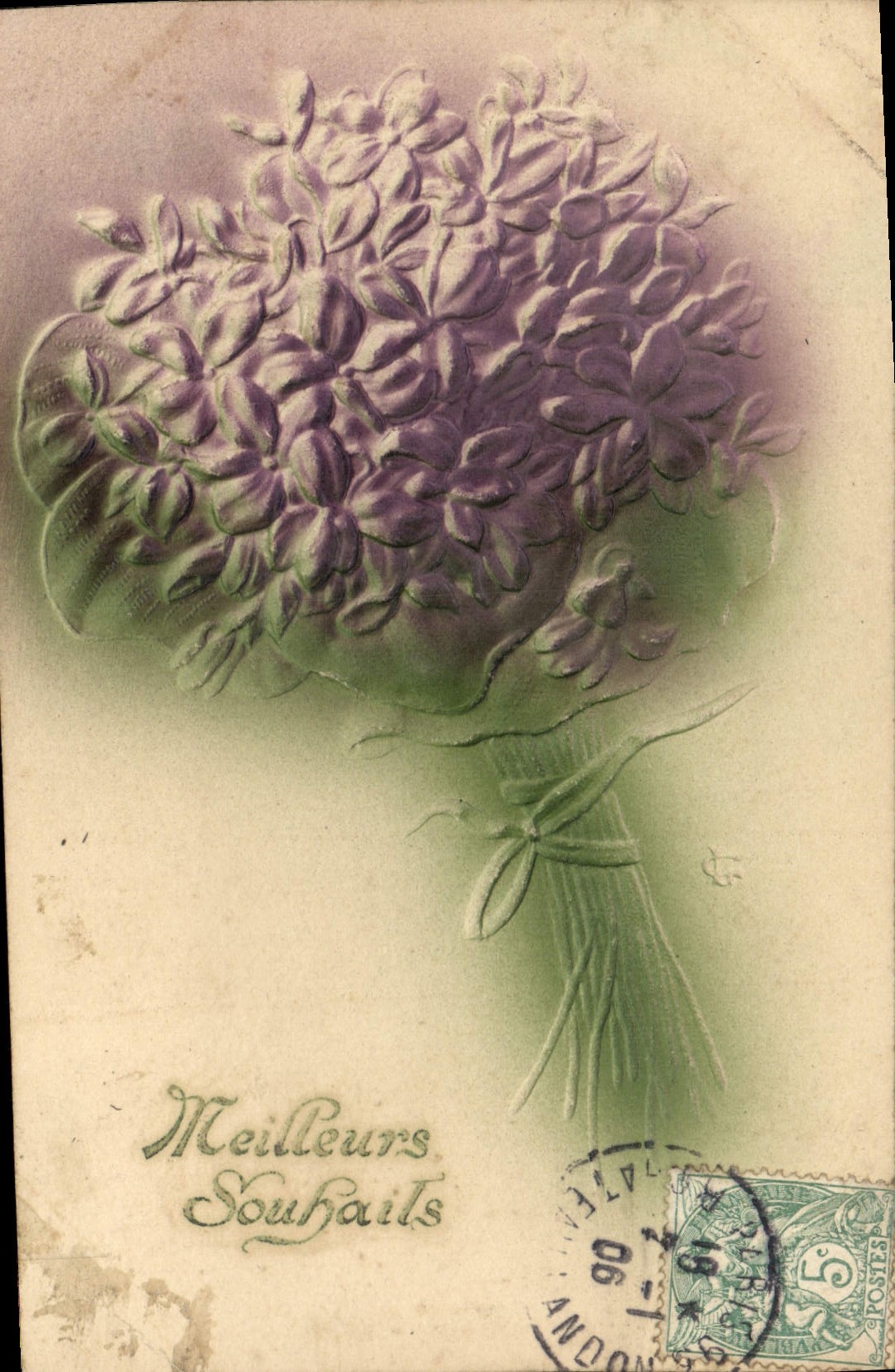 Flores de la fantasía de la POSTAL de la VENDIMIA