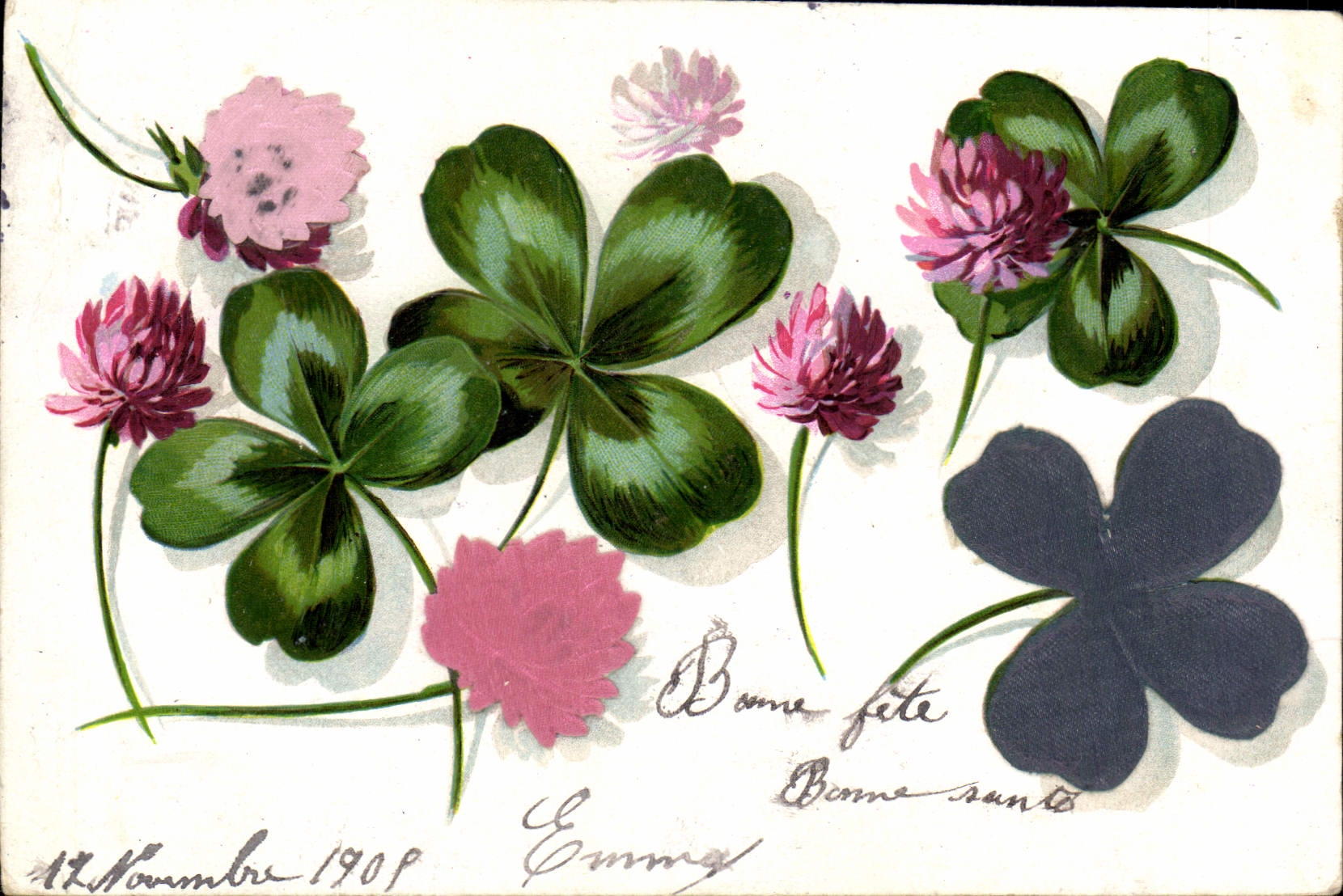 La fantasía de la POSTAL de la VENDIMIA florece el trébol