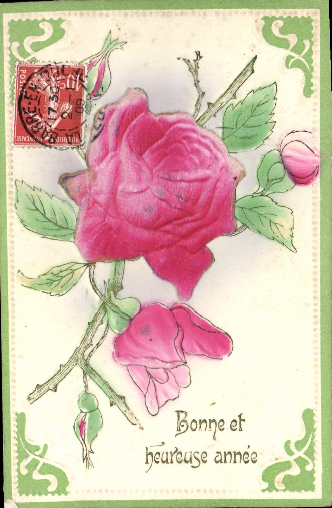 Flores de la fantasía de la POSTAL de la VENDIMIA
