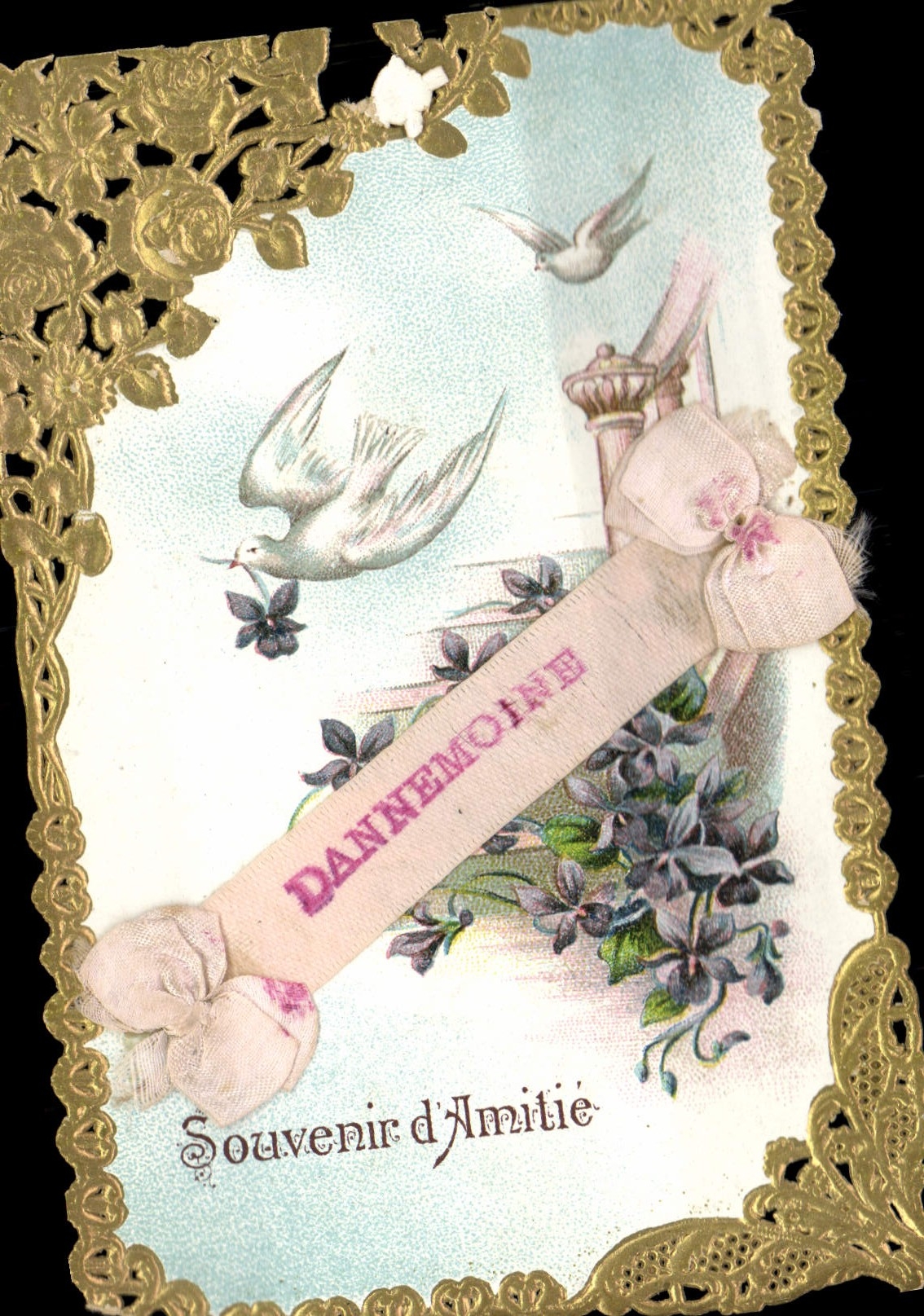 Paloma de las flores de la fantasía de la POSTAL de la VENDIMIA