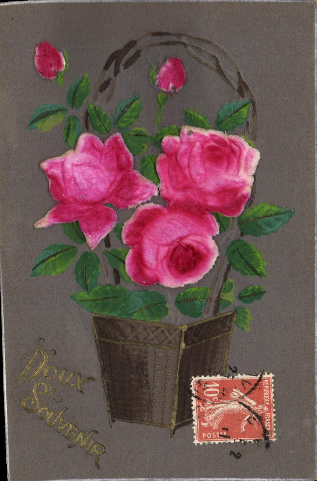 Flores de la fantasía de la POSTAL de la VENDIMIA