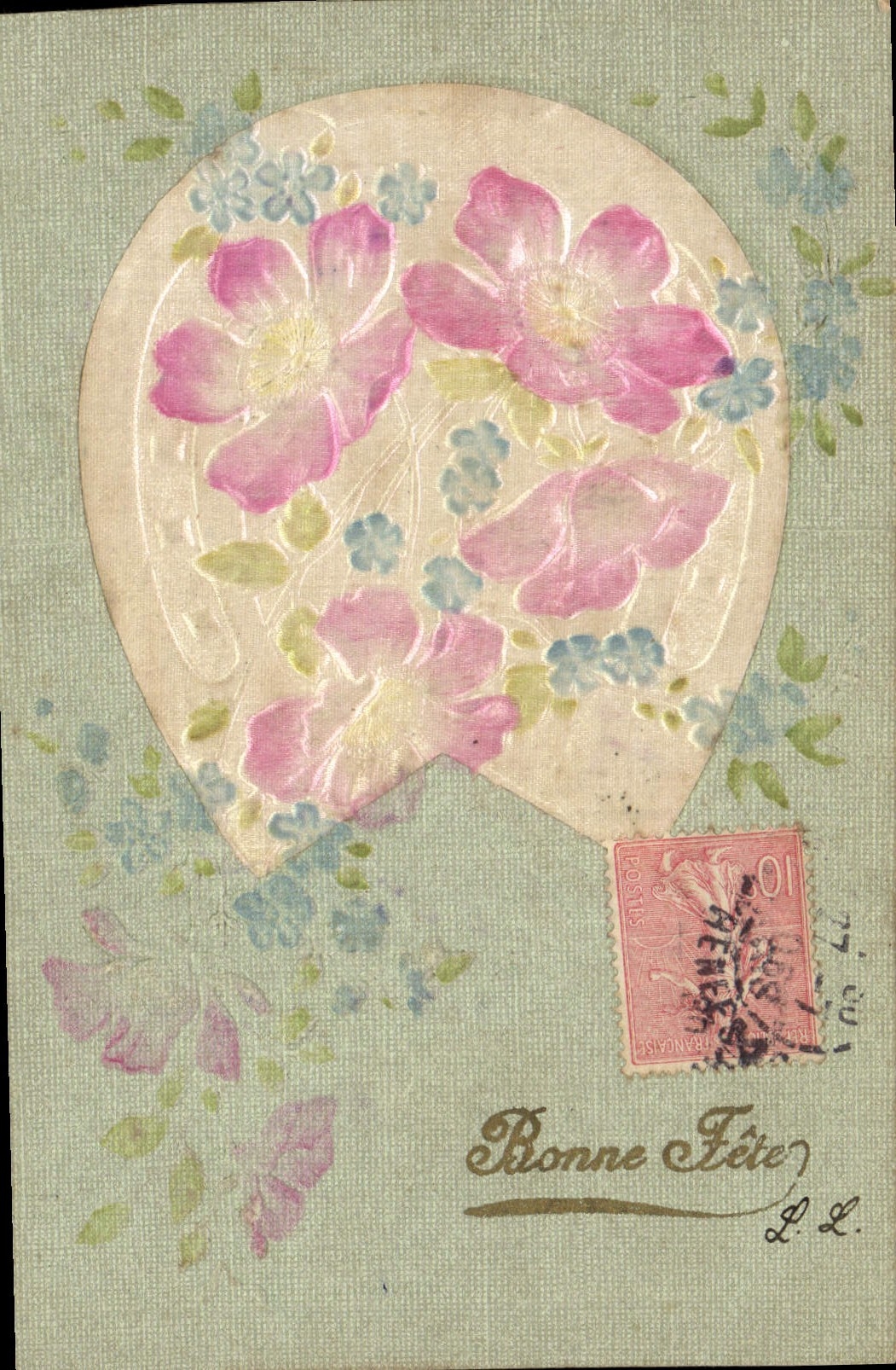 Flores de la fantasía de la POSTAL de la VENDIMIA