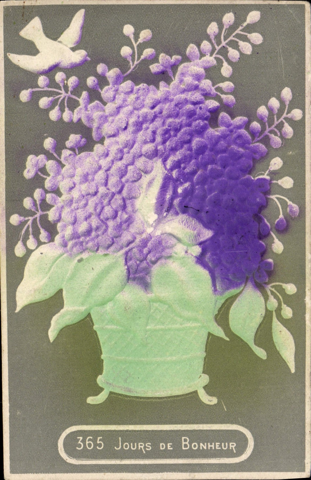 Paloma de las flores de la fantasía de la POSTAL de la VENDIMIA