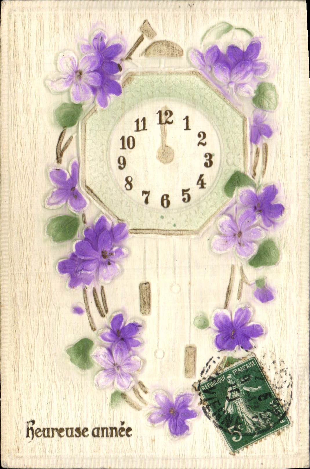 Flores de la fantasía de la POSTAL de la VENDIMIA