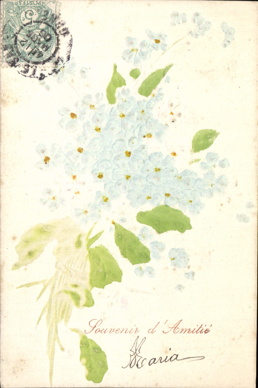 Flores de la fantasía de la POSTAL de la VENDIMIA