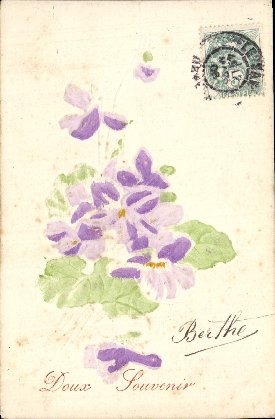 Flores de la fantasía de la POSTAL de la VENDIMIA