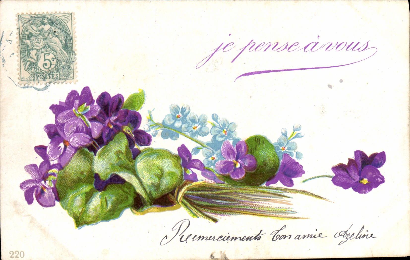Flores de la fantasía de la POSTAL de la VENDIMIA