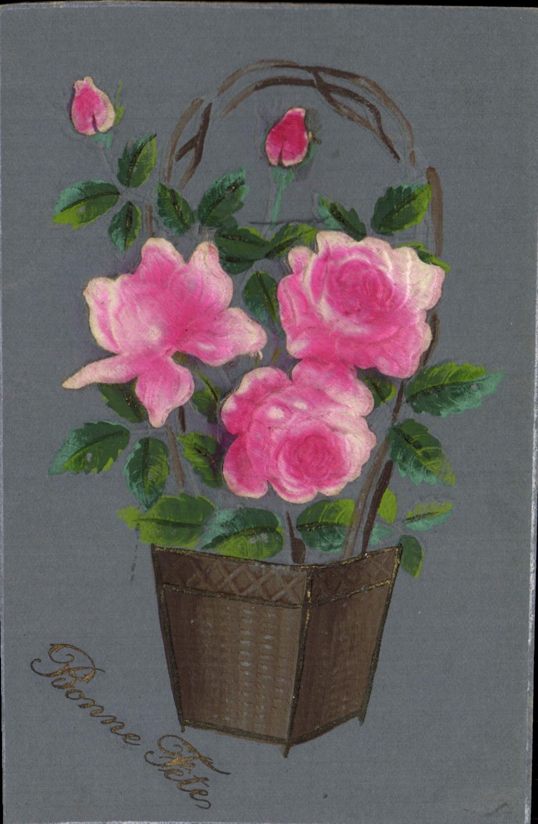 Flores de la fantasía de la POSTAL de la VENDIMIA