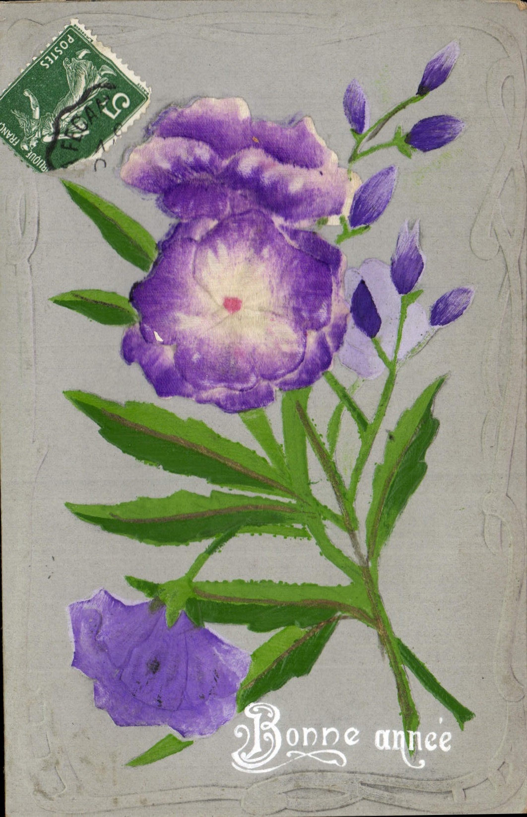 Flores de la fantasía de la POSTAL de la VENDIMIA