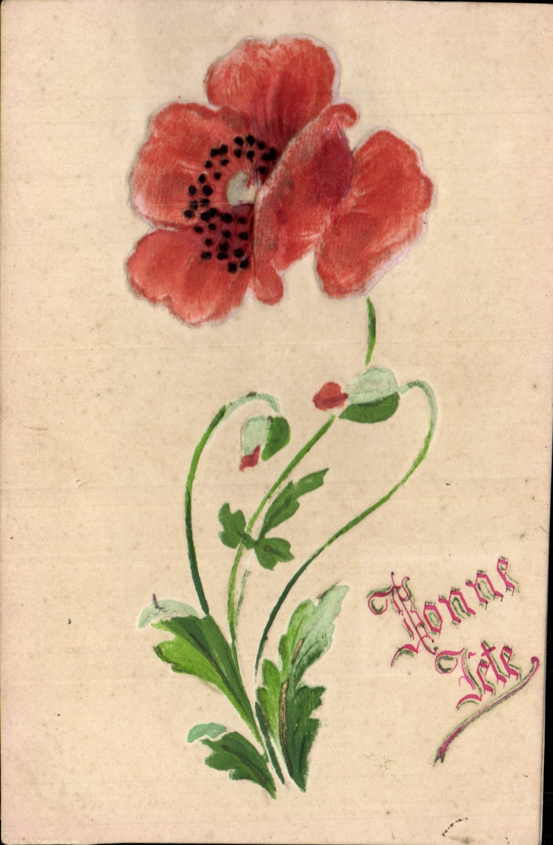 Flores de la fantasía de la POSTAL de la VENDIMIA