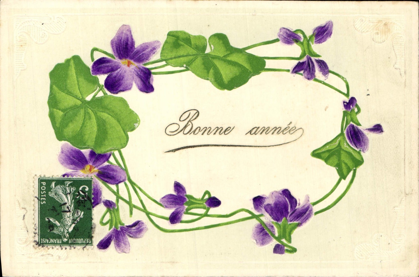 Flores de la fantasía de la POSTAL de la VENDIMIA