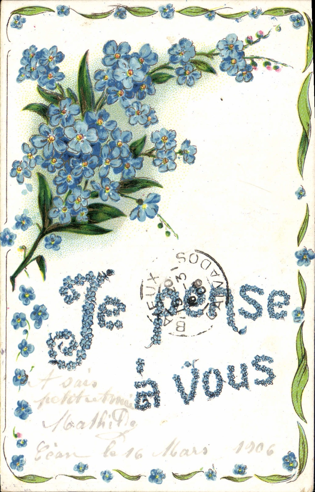 Flores de la fantasía de la POSTAL de la VENDIMIA