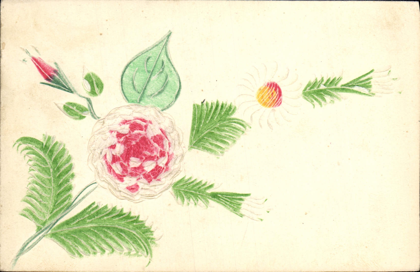 Flores de la fantasía de la POSTAL de la VENDIMIA