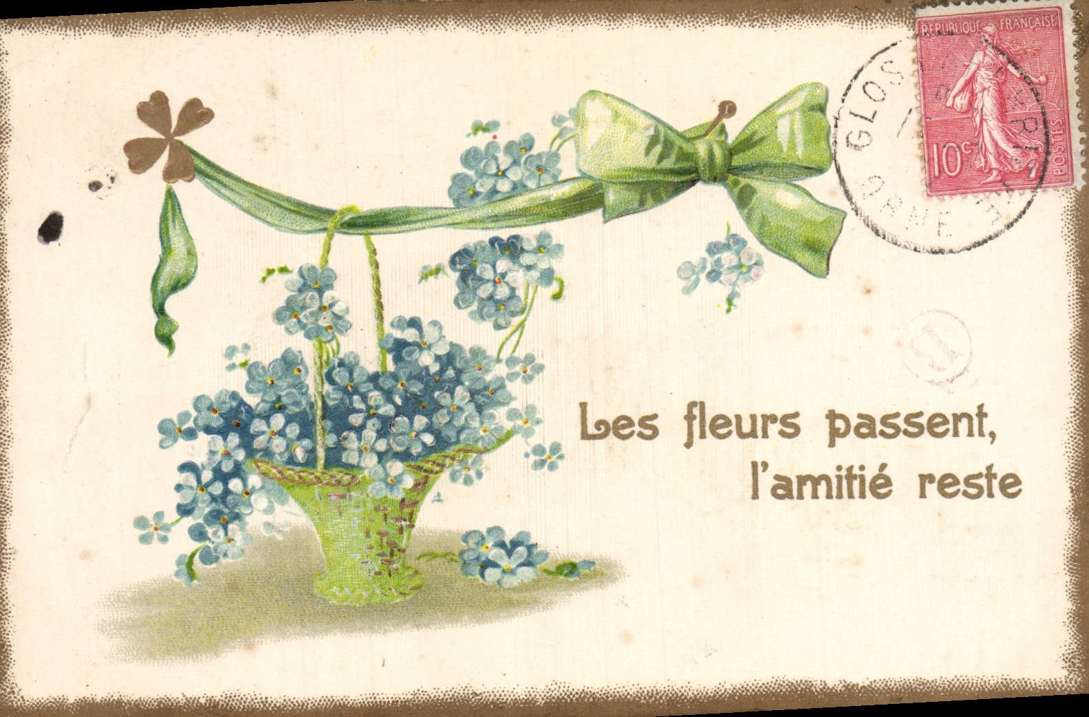 Flores de la fantasía de la POSTAL de la VENDIMIA