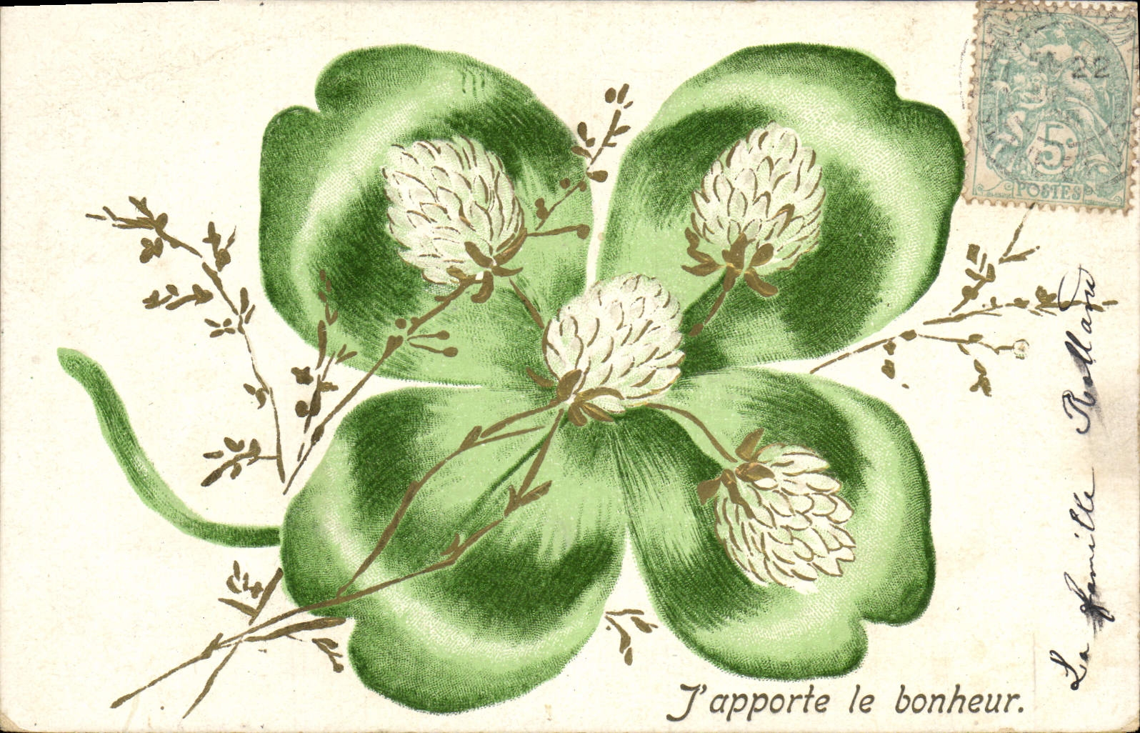 La fantasía de la POSTAL de la VENDIMIA florece el trébol