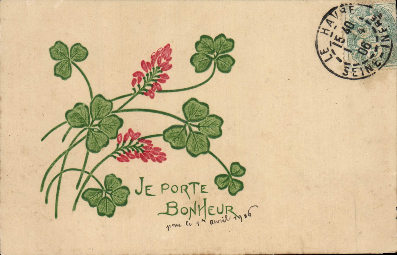 La fantasía de la POSTAL de la VENDIMIA florece el trébol